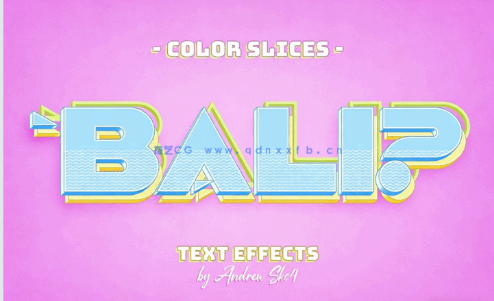 8种简单彩色夏季清爽风格艺术文字样式PSD模板(图2)