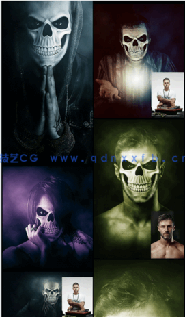 万圣节惊悚夸张恐怖人像面部妆容PSD模板(图4)