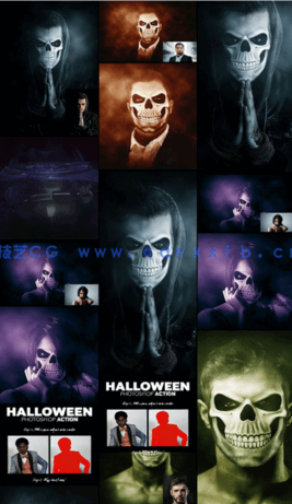 万圣节惊悚夸张恐怖人像面部妆容PSD模板(图6)