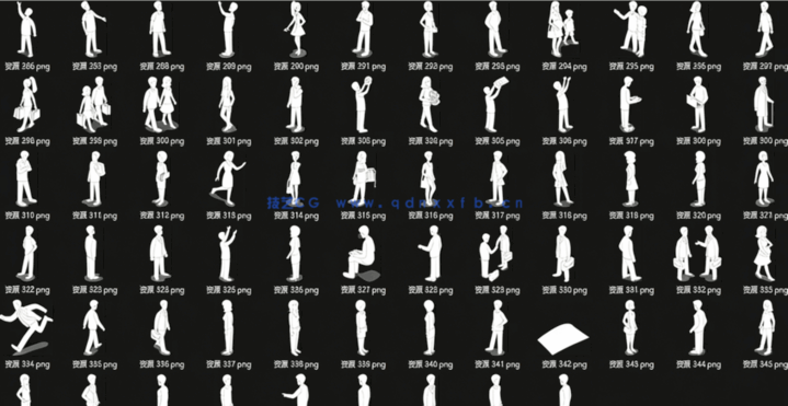 PS素材后期轴测人物大全PNG丨彩图+黑白线稿丨(图6)