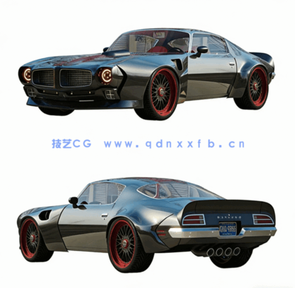庞蒂亚克火鸟超跑车肌肉车三维模型 Trans-Am 1970(图1)