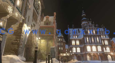 4.6G容量19个卡通游戏风格圣诞节广场建筑模型合集(图2)