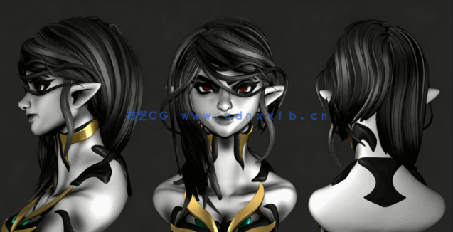 ZBrush长发女性半身像雕刻实例制作流程视频教程(图3)