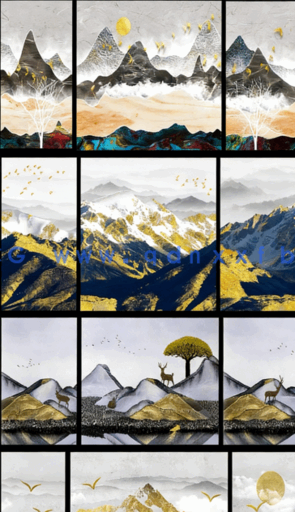 金色山水三联装饰画(图4) 金色山水三联装饰画(图4)