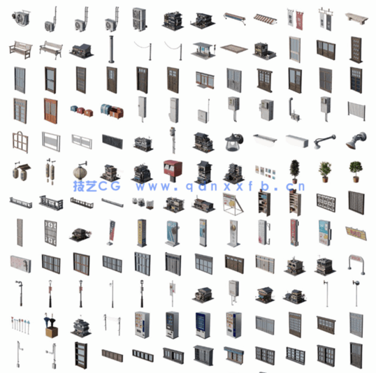 50.6G超大容量C4D日式传统复古风格社区建筑街道旅游风景区模型合集(图3) 50.6G超大容量C4D日式传统复古风格社区建筑街道旅游风景区模型合集(图3)