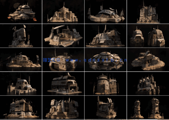 C4D游戏风格沙漠城堡防御工事地下巢穴通信塔建筑模型合集(图3) C4D游戏风格沙漠城堡防御工事地下巢穴通信塔建筑模型合集(图3)