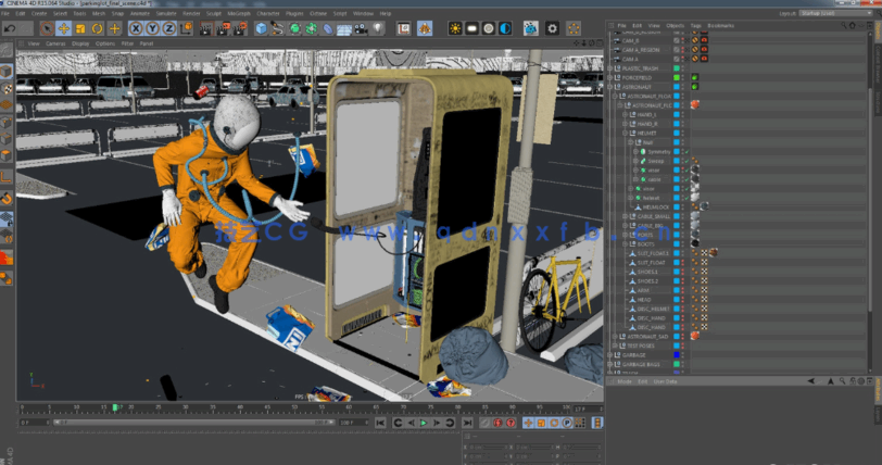 C4D工程悬浮的宇航员和蓝色电话亭夜晚环境神秘气氛室外场景源文件(图1) C4D工程悬浮的宇航员和蓝色电话亭夜晚环境神秘气氛室外场景源文件(图1)