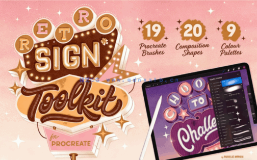 20组复古风格Logo标志Procreate笔刷合集(图1)
