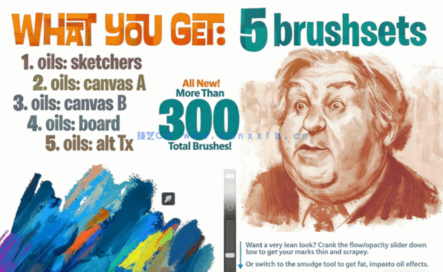 300组油彩画风格Procreate笔刷合集(图3)
