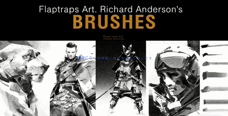 Flaptraps画师46组数字绘画自定义PS笔刷合集 附教程(图1)