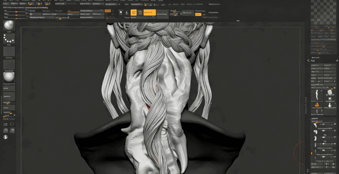 ZBrush《权利的游戏》龙女头发3D模型雕刻制作流程视频教程 (图5)