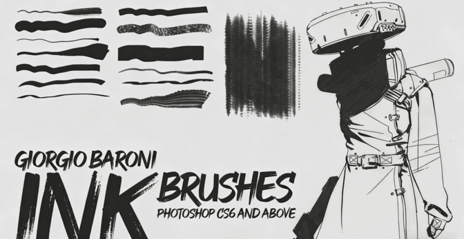 14组水墨墨迹碳素数字绘画PS笔刷合集(图1)