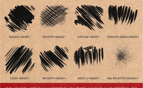 真实墨水效果数字绘画Procreate笔刷合集(图3)