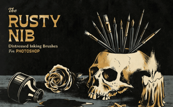 130组水墨墨迹风格数字绘画PS笔刷合集(图1)