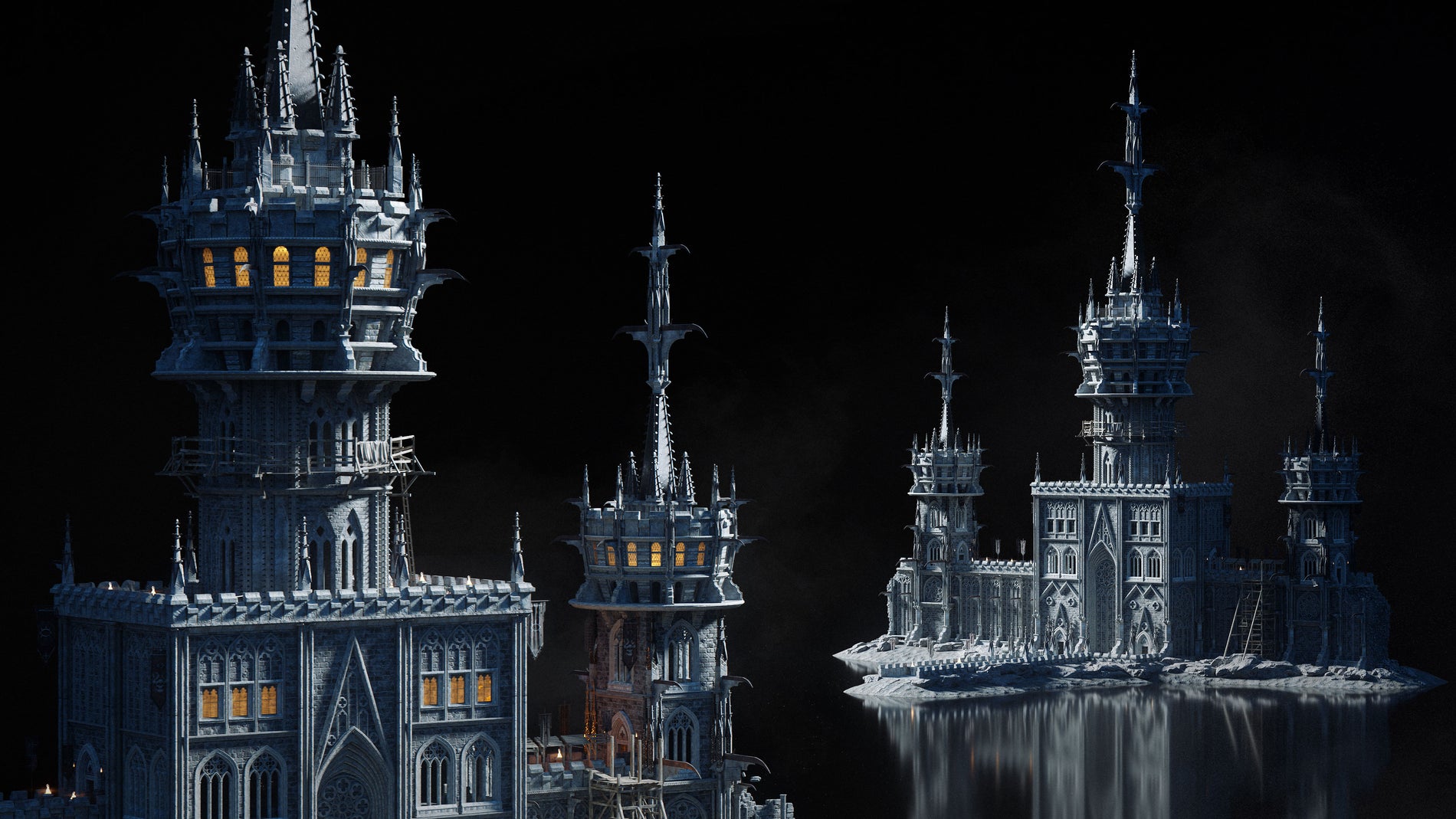 3D模型-哥特式建筑恐怖鬼城鬼蜮3D模型资产kitbash3d GhostRealm(图4)