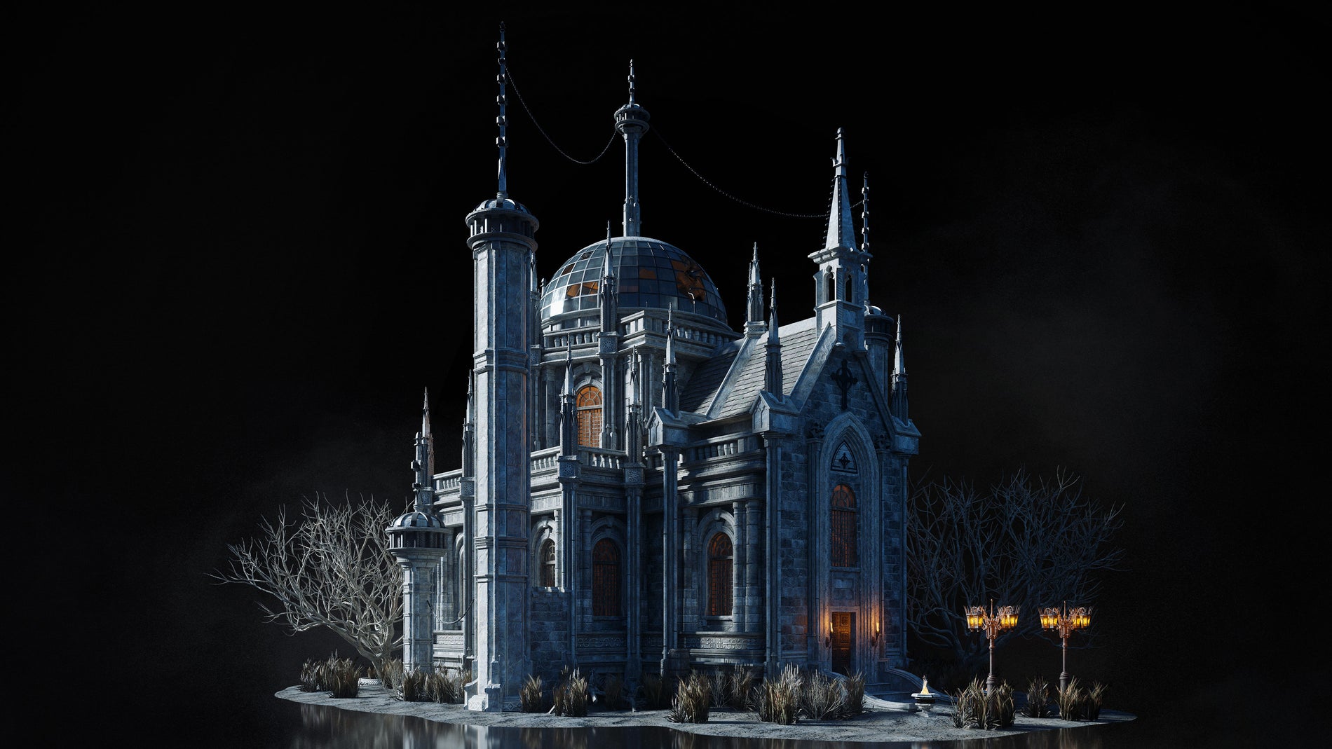 3D模型-哥特式建筑恐怖鬼城鬼蜮3D模型资产kitbash3d GhostRealm(图1)