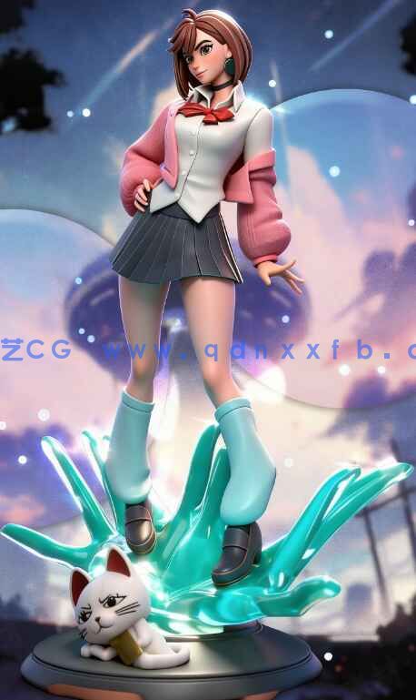 [3D打印人物] 绫濑桃Momo Ayase掐腰站姿《当哒当》动漫角色雕刻手办3D打(图2)