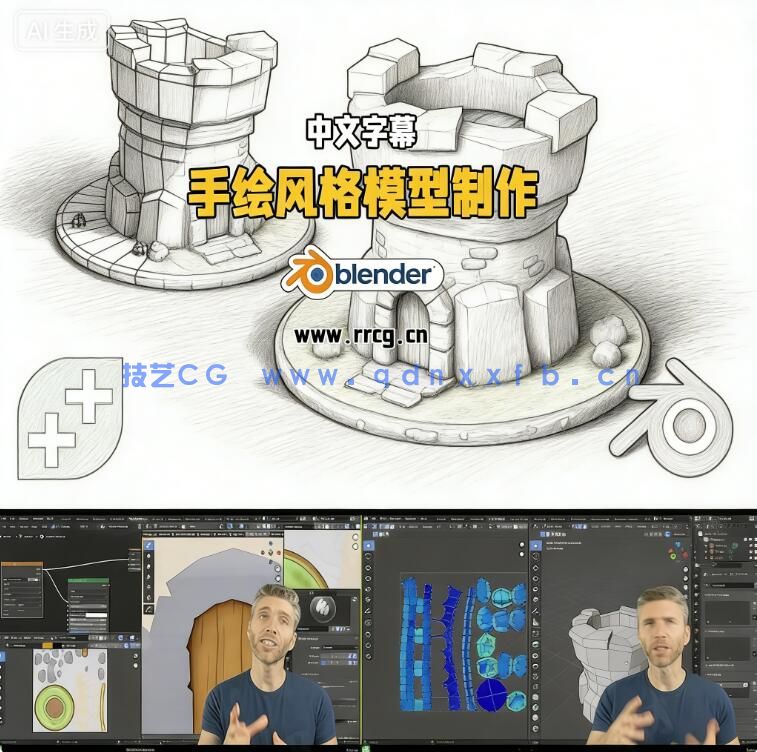 【中文字幕】Blender手绘风格低多边形模型实例制作视频教程(图7)