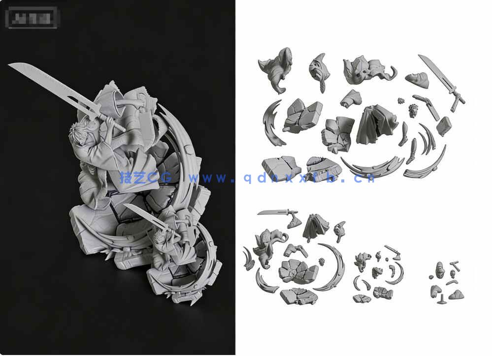 [3D打印人物] 黑崎一护Ichigo Kurosaki战斗姿势《死神》动漫角色雕刻手办3D打印模型(图7)