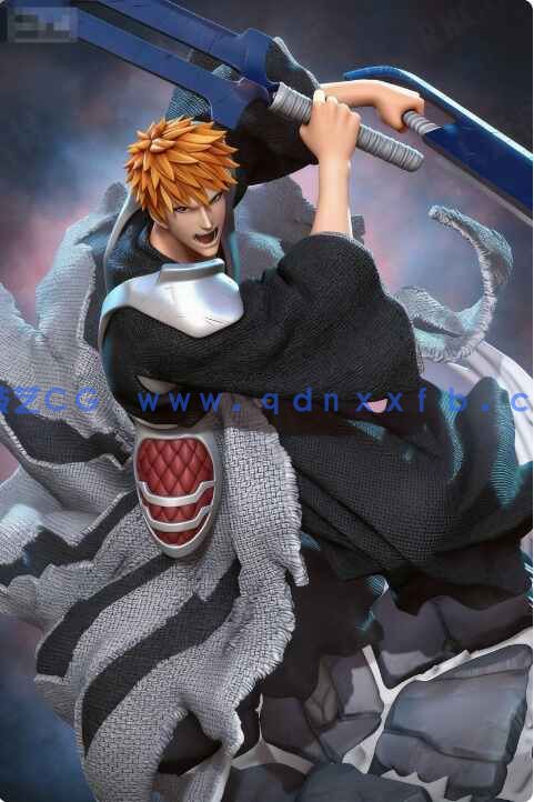 [3D打印人物] 黑崎一护Ichigo Kurosaki战斗姿势《死神》动漫角色雕刻手办3D打印模型(图1)