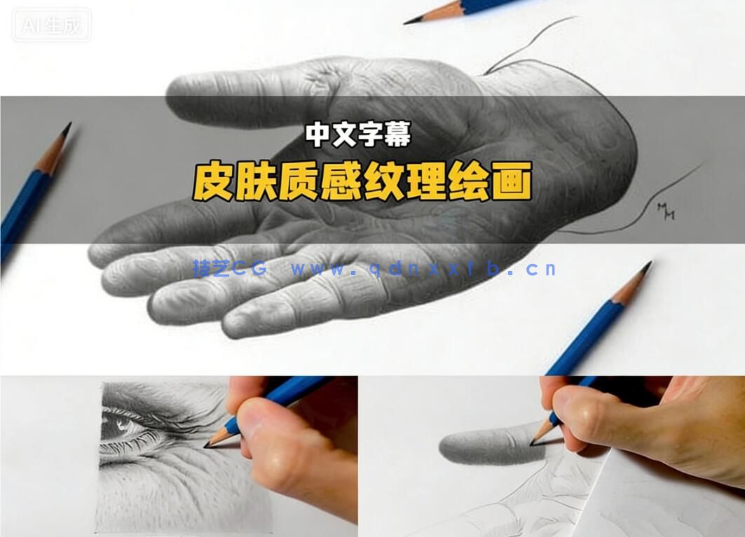 【中文字幕】皮肤质感纹理写实绘画技巧视频教程(图1)