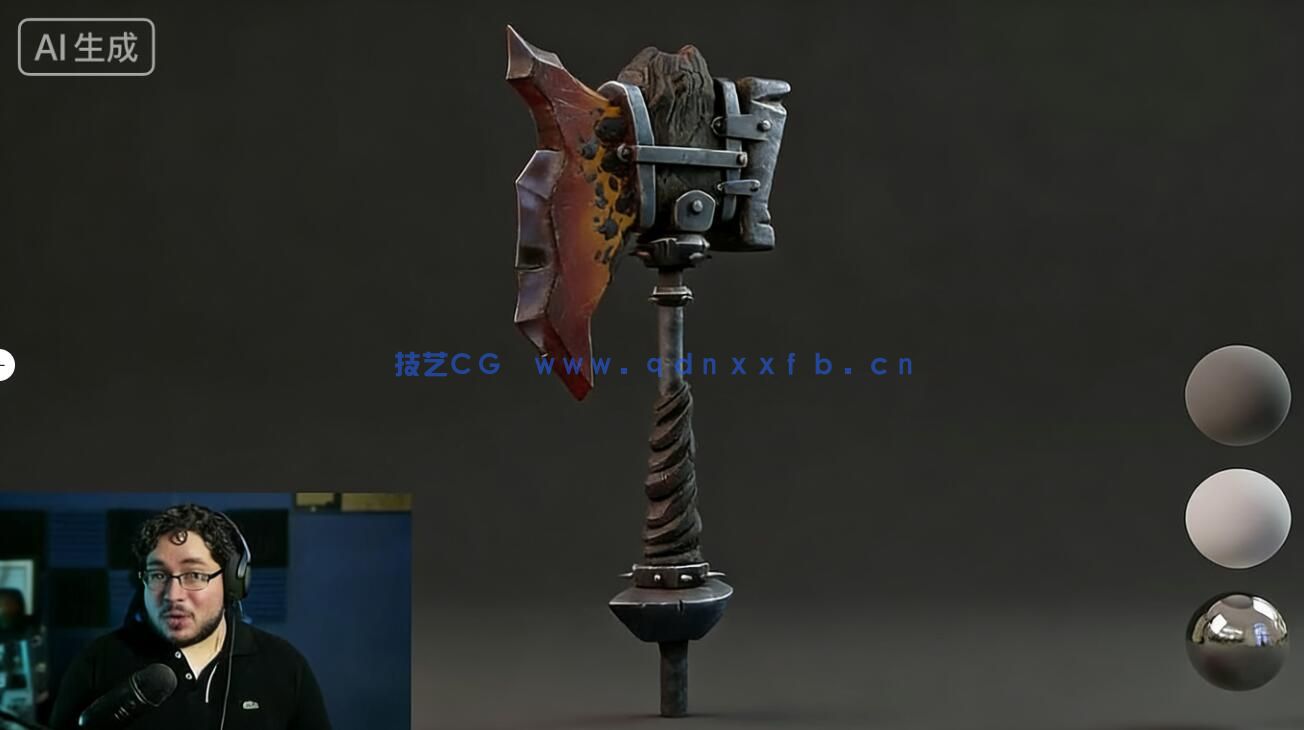 【中文字幕】Blender 3A级游戏熔岩战斧武器完整制作流程视频教程(图9)