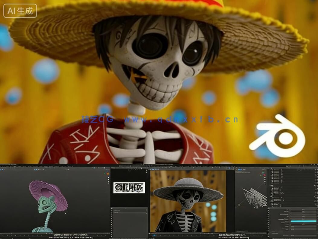 【中文字幕】Blender海盗路飞动漫角色雕刻手办制作流程视频教程(图1)