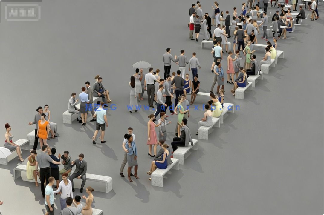 [独立角色] 1000组逼真各类姿势造型场景预制人群3D模型合集(图9)