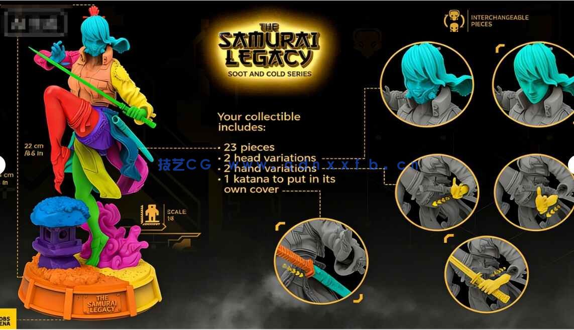 [独立角色] 女武士剑客角色雕塑3D打印模型(图5)