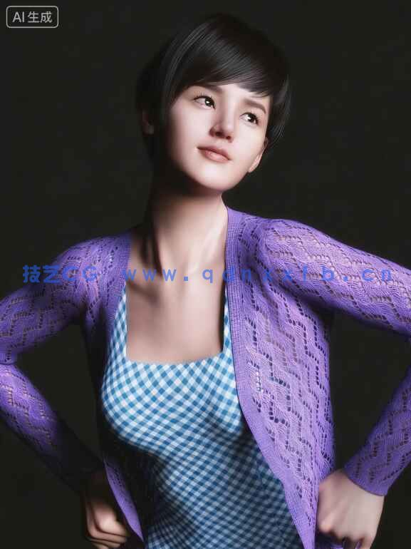 [独立角色] 亚洲短发女孩高清角色3D模型合集(图1)