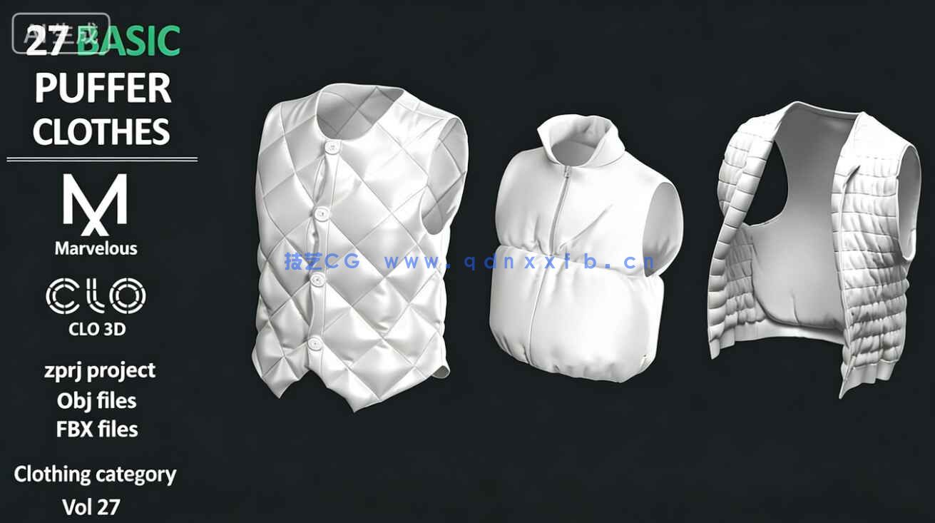 27件时尚女性羽绒棉服大衣夹克帽子等服装3D模型合集(图4) 27件时尚女性羽绒棉服大衣夹克帽子等服装3D模型合集(图4)