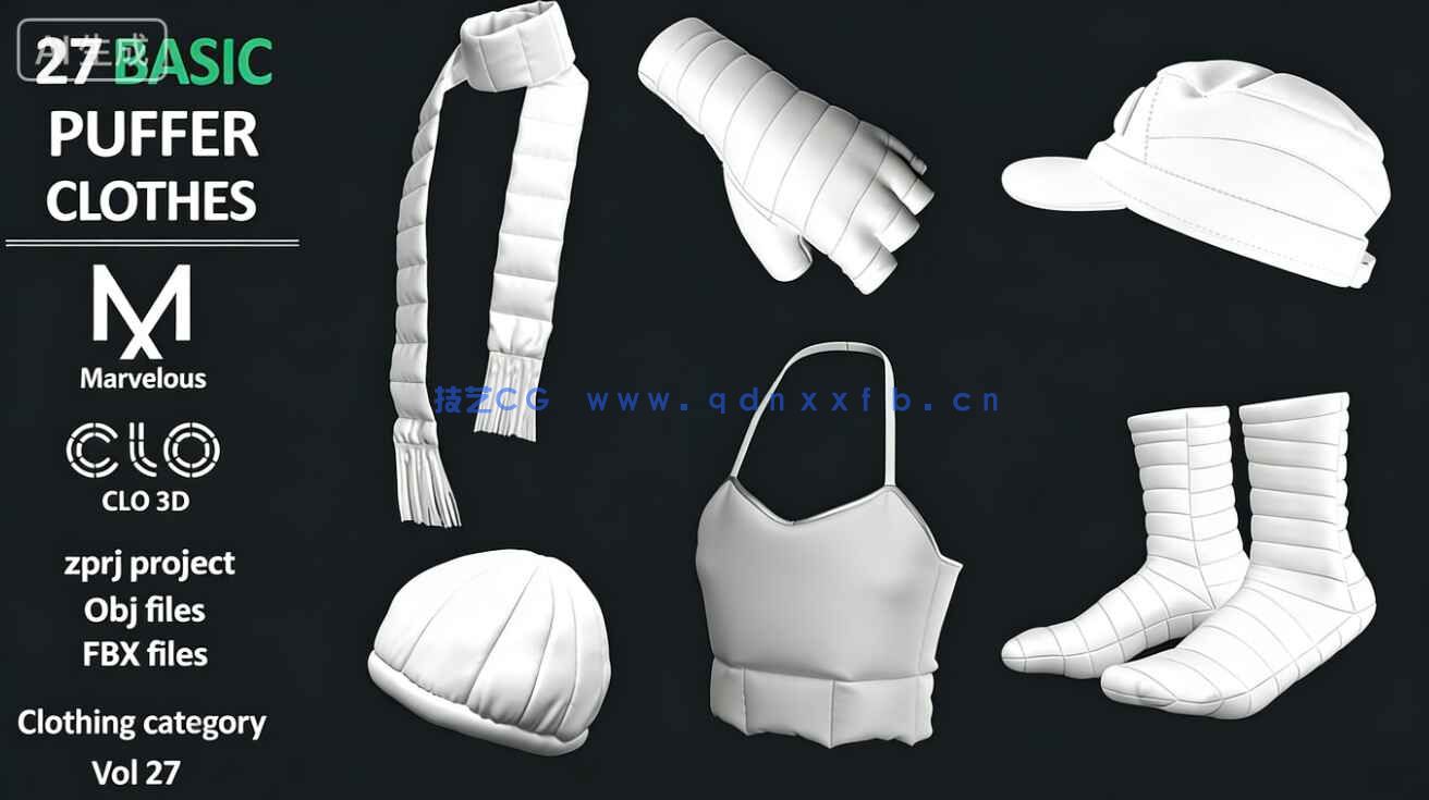 27件时尚女性羽绒棉服大衣夹克帽子等服装3D模型合集(图5) 27件时尚女性羽绒棉服大衣夹克帽子等服装3D模型合集(图5)