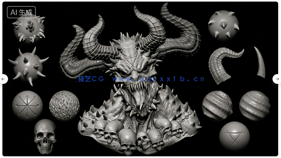 45款地狱恶魔黑暗领主等邪恶生物手工雕刻VDM笔刷ZBrush与(图2) 45款地狱恶魔黑暗领主等邪恶生物手工雕刻VDM笔刷ZBrush与lender套件(图2)