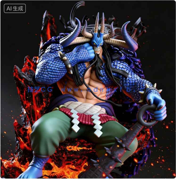 凯多Kaido坐姿《海贼王》动漫角色雕刻手办3D打印模型(图6) 凯多Kaido坐姿《海贼王》动漫角色雕刻手办3D打印模型(图6)