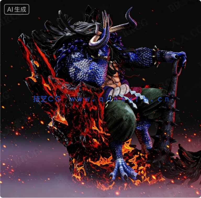 凯多Kaido坐姿《海贼王》动漫角色雕刻手办3D打印模型(图8) 凯多Kaido坐姿《海贼王》动漫角色雕刻手办3D打印模型(图8)