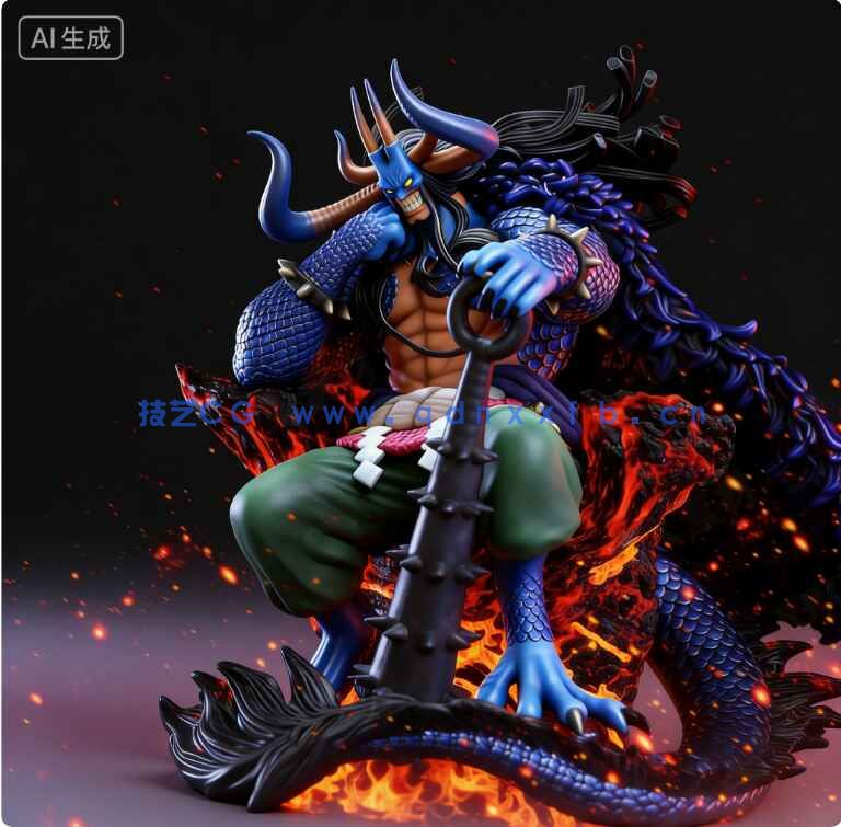 凯多Kaido坐姿《海贼王》动漫角色雕刻手办3D打印模型(图10) 凯多Kaido坐姿《海贼王》动漫角色雕刻手办3D打印模型(图10)