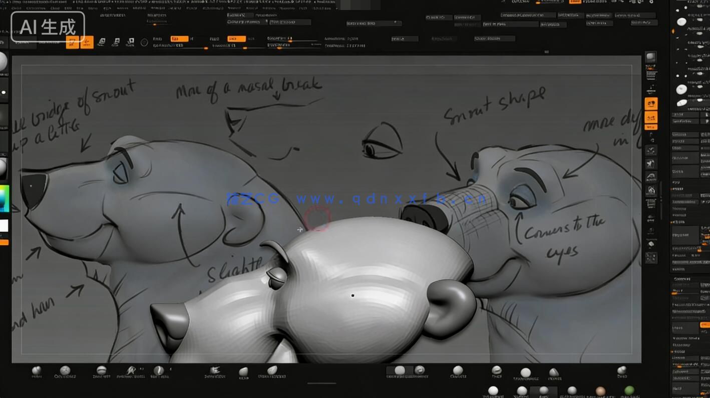【中文字幕】ZBrush迪斯尼卡通熊角色雕刻大师级训练视频教程(图4)