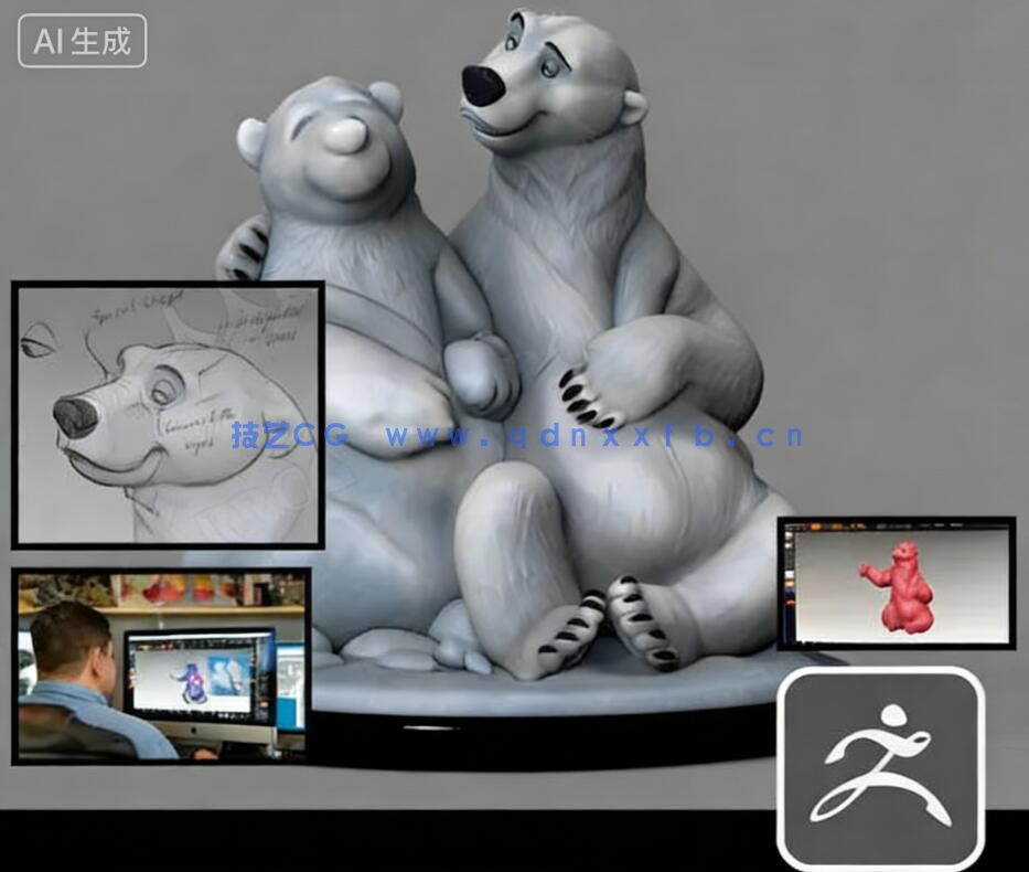 【中文字幕】ZBrush迪斯尼卡通熊角色雕刻大师级训练视频教程(图1)