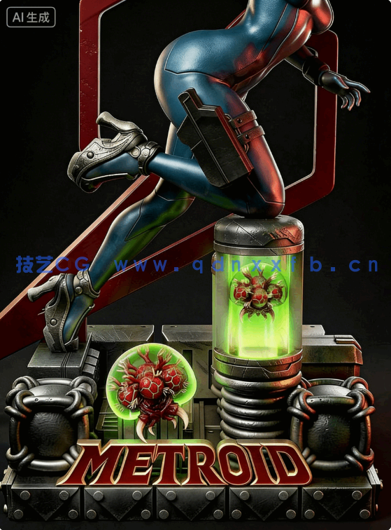 [3D打印人物] 萨姆斯·艾仁Samus Aran战斗姿势《银河战士》游戏角色雕刻手办3D打印模型(图7)