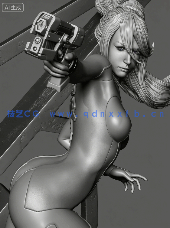 [3D打印人物] 萨姆斯·艾仁Samus Aran战斗姿势《银河战士》游戏角色雕刻手办3D打印模型(图13)