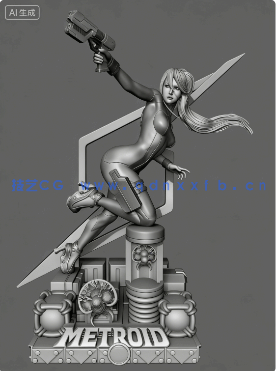 [3D打印人物] 萨姆斯·艾仁Samus Aran战斗姿势《银河战士》游戏角色雕刻手办3D打印模型(图14)