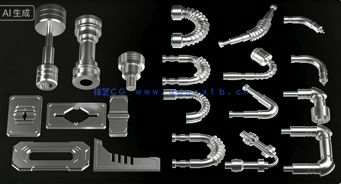 [武器道具] 200个科幻题材建模机械部件3D模型素材包(图5)