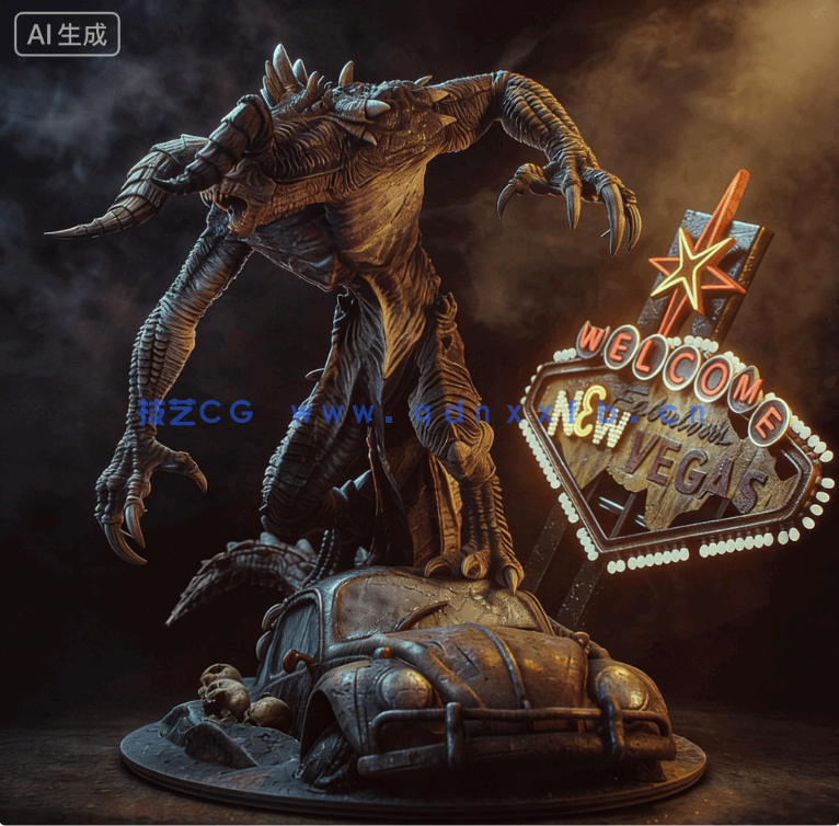 [3D打印人物] 死亡爪Deathclaw《辐射》游戏角色雕刻手办3D打印模型(图3)