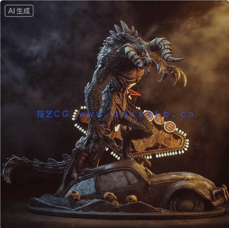 [3D打印人物] 死亡爪Deathclaw《辐射》游戏角色雕刻手办3D打印模型(图7)