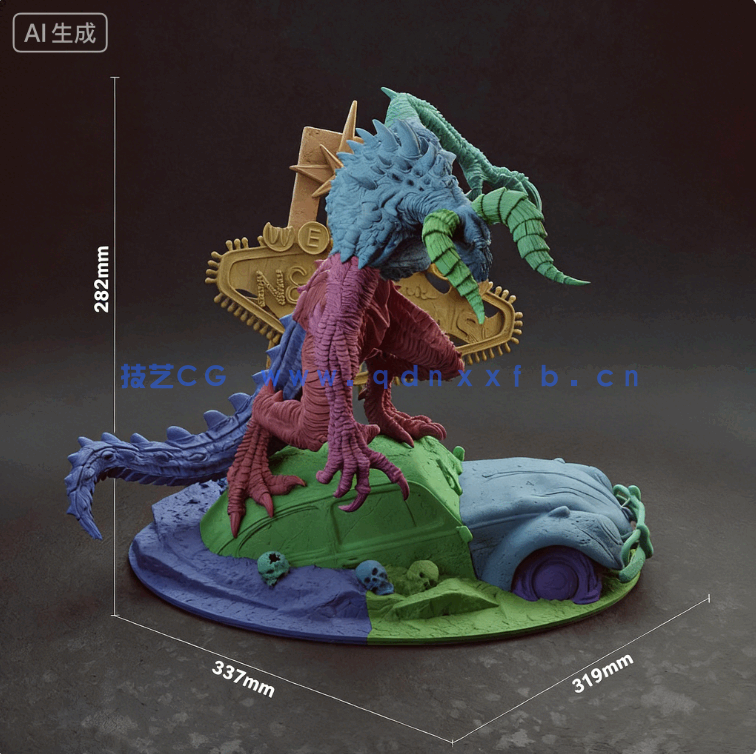 [3D打印人物] 死亡爪Deathclaw《辐射》游戏角色雕刻手办3D打印模型(图8)