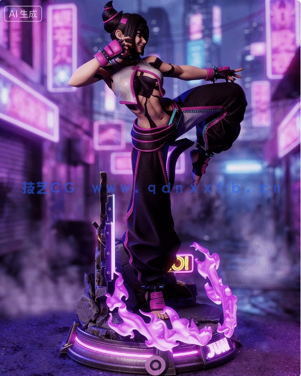 [3D打印人物] 韩蛛俐Juri Han站姿《街头霸王》游戏角色雕刻手办3D打印模型(图4)