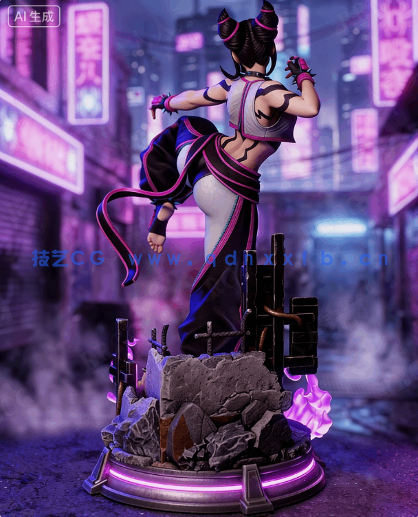 [3D打印人物] 韩蛛俐Juri Han站姿《街头霸王》游戏角色雕刻手办3D打印模型(图5)