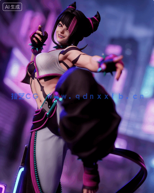 [3D打印人物] 韩蛛俐Juri Han站姿《街头霸王》游戏角色雕刻手办3D打印模型(图6)