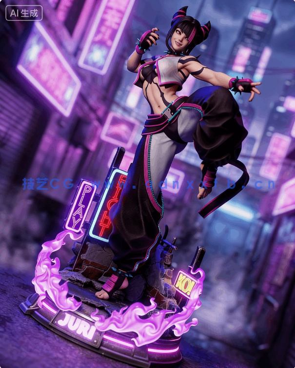 [3D打印人物] 韩蛛俐Juri Han站姿《街头霸王》游戏角色雕刻手办3D打印模型(图7)