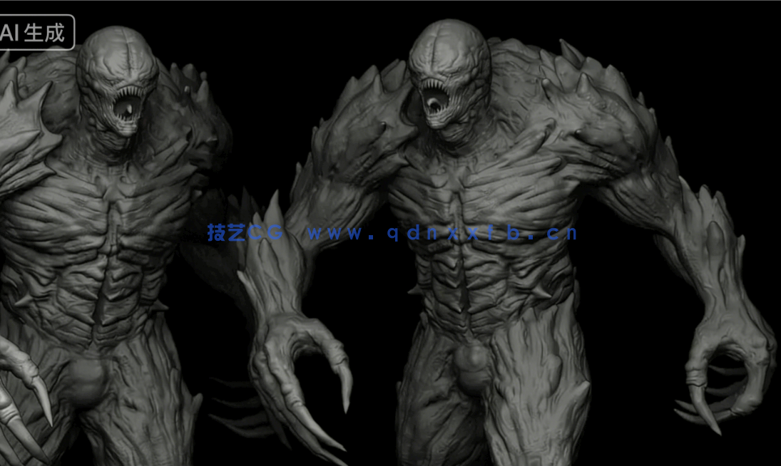 [Zbrush] 80款不死生物亡灵丧尸手工雕刻VDM笔刷ZBrush套件(图4)